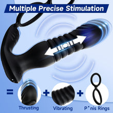 Charger l'image dans la galerie, 3 EN 1 Masseurs de Prostate sex toýs homme，vibromasseur avec Anneau Pénien, extenseur homme Télécommandé, Plug anal gode vibrateur avec 9×9 modes de poussée vibrant portabl Pour Couple sex toys
