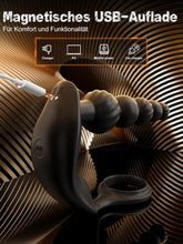 Charger l&#39;image dans la galerie, Plug anal masseur de prostate, anneau phallique avec 10 modes de vibration, stimulation de la prostate avec 5 boules anales, jouets sexuels étanches pour couples