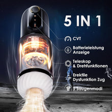 Charger l&#39;image dans la galerie, Masturbeuse Homme Mains Libres avec Ventouses, Masturbateurs Masculins électrique Sex Toys, 5 Rotations Télescopiques et 5 Modes d&#39;Aspiration, Vaginette Chatte de Poche Réaliste 3D Masturbateur Homme