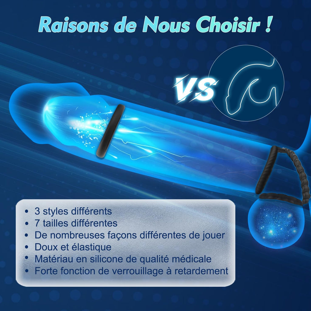 Anneau Penien - Anneau Homme 7 Pièces Sex Toýs Homme Couple Anneaux de Pénis Jouet Sexualité Couple Sex Toys Jouet Adulte Sextoys Couple Plaisir Jeux Sexuelle Adulte Couple, Plus Dur et Plus Fort