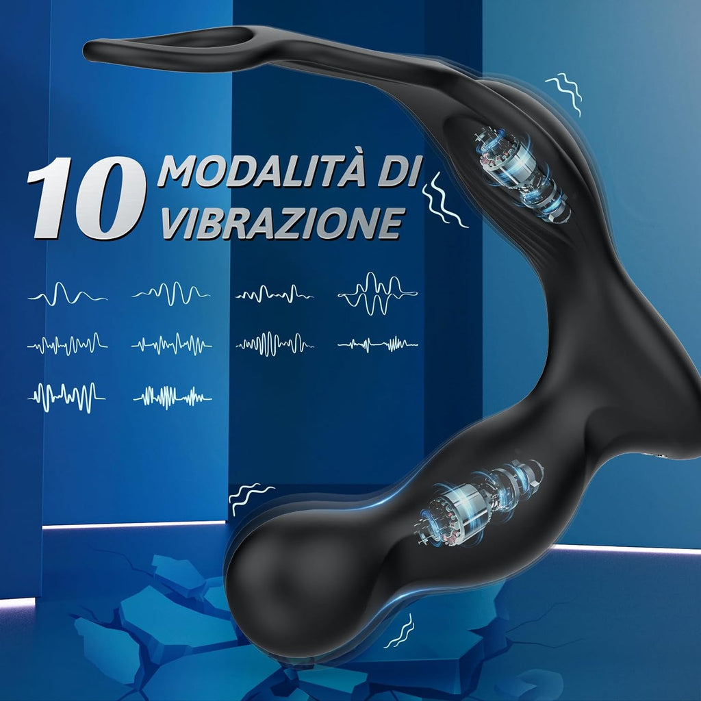 3 EN 1 Masseurs de Prostate Vibrant avec Anneau Pénien, Sex Toys Vibromasseurs Homme à Distance avec Télécommandé App, Plug Anale Gode Vibro-masseurs avec 10 Modes de Poussée Vibrant pour Couple