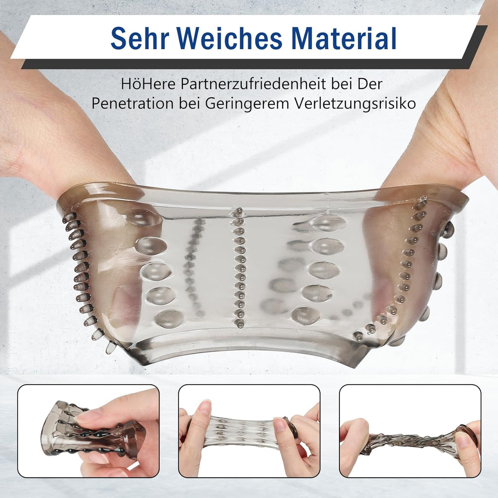 Manchette pour pénis, lot de 6 manchons pour pénis Fallinsexy Manchon pour pénis réutilisable transparent pour agrandissement du pénis, jouets sexuels pour hommes, manchon pour pénis pour améliorer