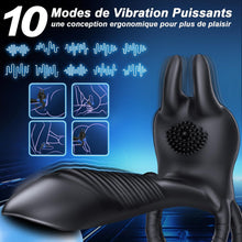 Charger l&#39;image dans la galerie, Anneau Homme Vibrant 4 in 1 Sextoy Anneau Vibrant Pénis Vibromasseur Clitoridienne 10 Modes Anneaux de Pénis Sextoyse Couple Plaisir Cockring Vibro Sex Toys