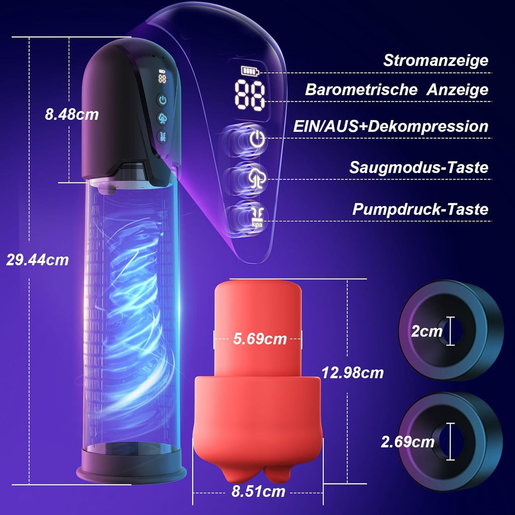 Pompe à Pénis sex toýs homme Masturbateurs masculins avec 4 D'aspiration& 6 modes entraînement,Vakuum pumpe pompe pénis Vibromasseurs avec Vaginette Silicone, Sextoy Homme Masturbateur