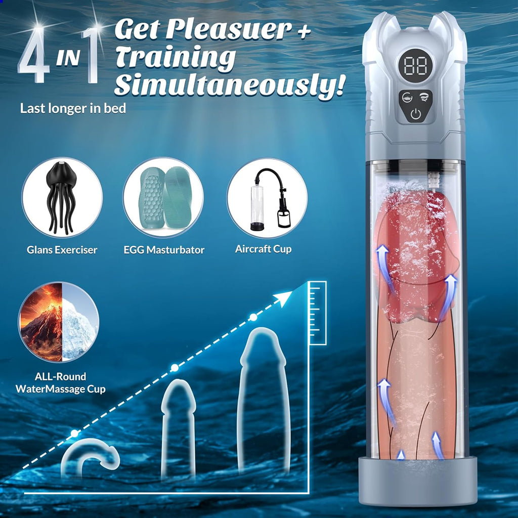 Sex Toýs Homme Pompes à Pénis, Masturbateurs Masculins 4-en-1 Agrandir son Pénis Vaginette Formation