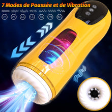 Charger l&#39;image dans la galerie, Electric Masturbateurs Masculins Automatique Électrique Sextoyse Homme Sex, 7 Télescopique + Vibrations Masturbeuse Va et Vient, Mains Libres