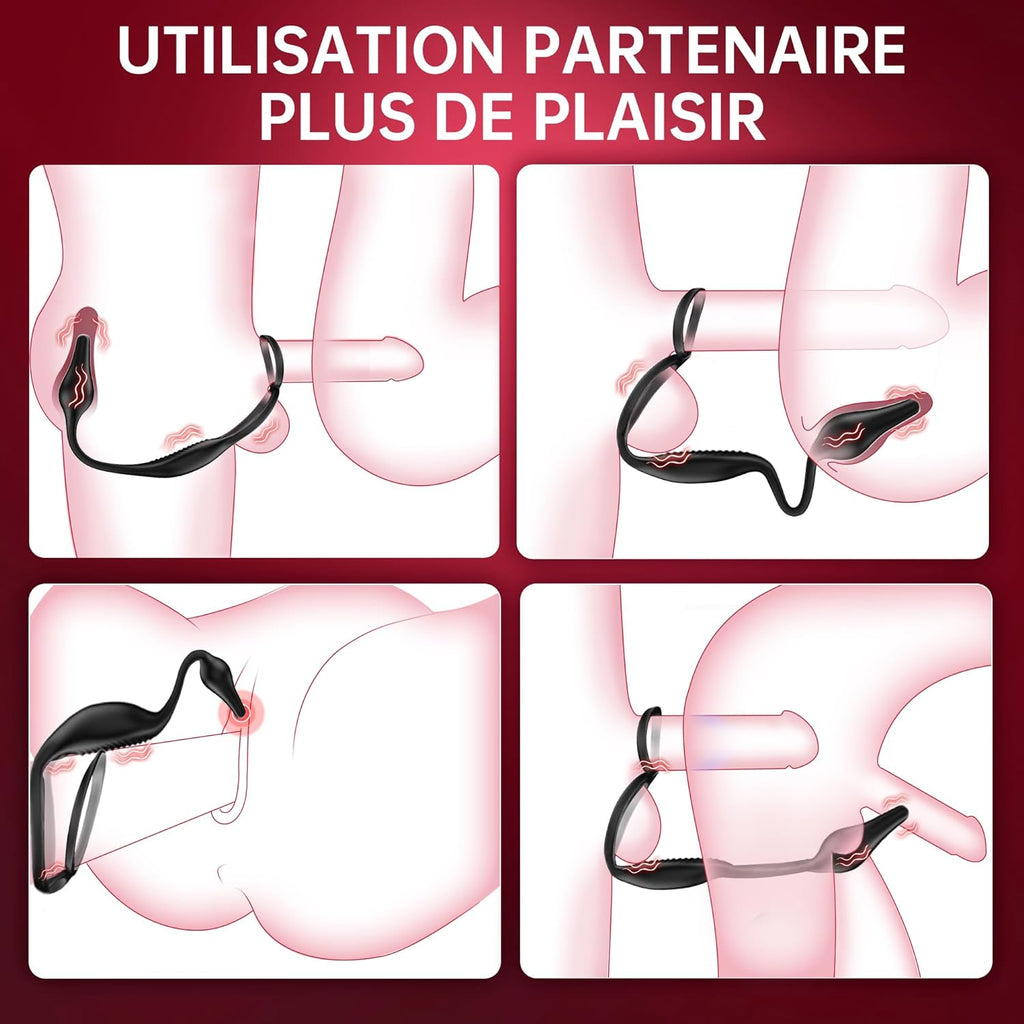 Sex Toys Masseurs de Prostate vibromasseurs avec Anneau Pénien, Plug Anal Sextoy Homme Stimulateur Prostate Gode Anal sextoy, Sex Toýs Couple 7 Modes Vibro