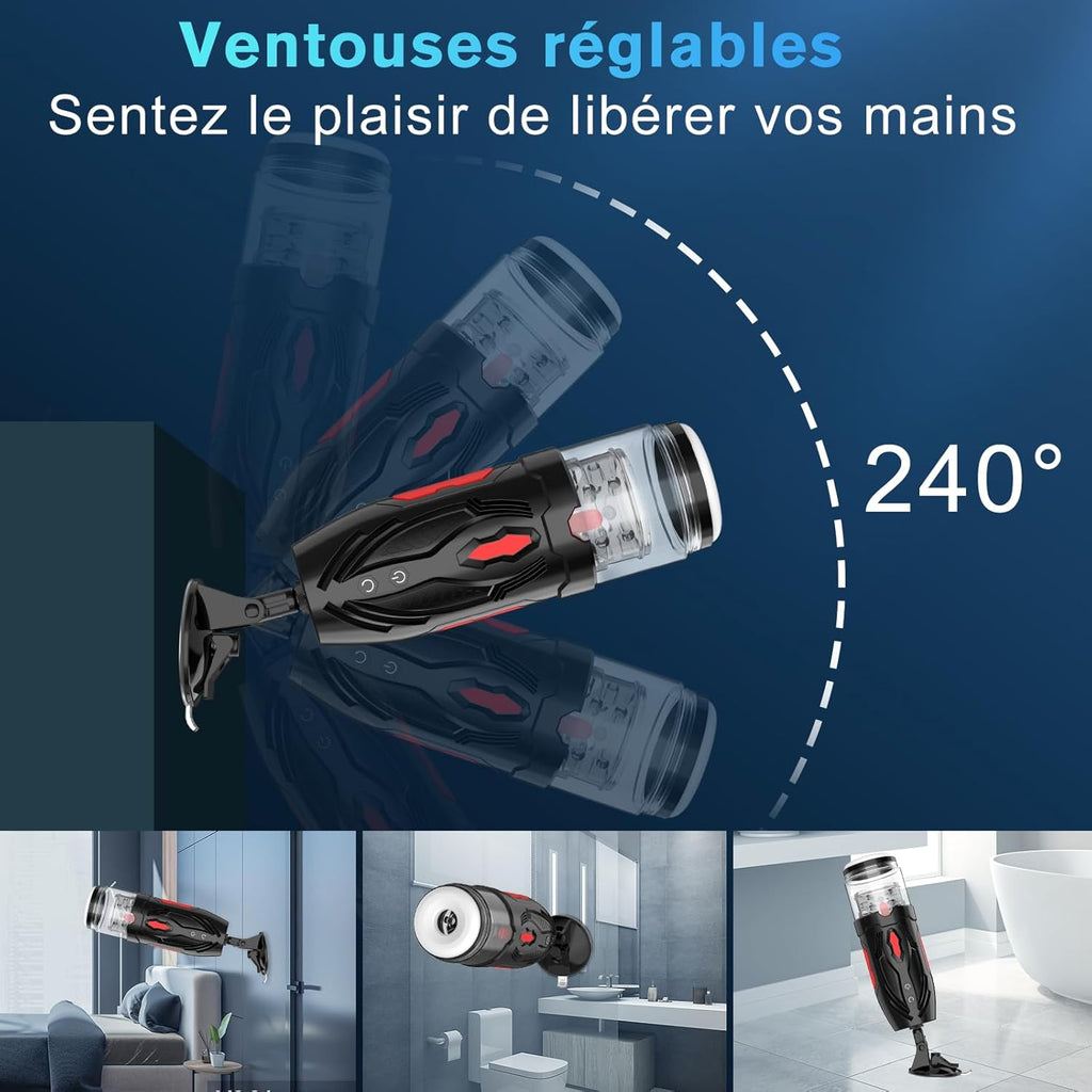Masturbateur sex toys vibromasseurs pour homme mains libres avec 7 modes de rotation et fonction choc, masculins masturbeuse orale érotique jouet sexuel, pompe penis