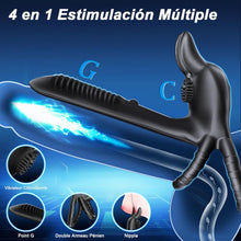 Charger l&#39;image dans la galerie, Anneau Homme Vibrant 4 in 1 Sextoy Anneau Vibrant Pénis Vibromasseur Clitoridienne 10 Modes Anneaux de Pénis Sextoyse Couple Plaisir Cockring Vibro Sex Toys