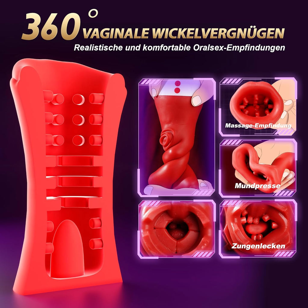Pangpangmi Masturbateurs Masculins Sex Toýs Homme, Masturbateur Automatique Sex Toys avec 9 Vibrations 9 Léchage de Langue, Masturbeuse Homme Sextoy 3D Manchon Masturbâteur Sextoys