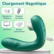 Charger l&#39;image dans la galerie, Vibromasseur en Silicone Point G pour Femme,Clitoris Vibrator avec 10 Modes de Poussée et de Léchage,Étanche Jouets Sexuels Rechargeables avec Stimulation Anale pour Couple, Adultes