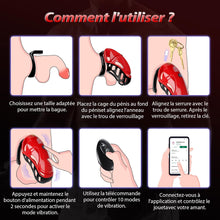 Charger l'image dans la galerie, Cage de Chasteté Pénis Sex Toýs homme - Bondage SM avec Ceinture de Chasteté avec 5 Tailles Anneaux de Pénis 2 clés 1 serrure, Cock Chastity Cage Amovibles pour Empêcher L'érection Sex Toýs Couple