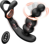 4 EN 1 Vibrant Masseurs de Prostate avec Anneau Pénien pour Couple, Vibromasseurs Sex Toys pour Stimulateur Testiculaire et Prostate Homme, Medical Silicone Penis Ring avec 3+10 Modes, Durable
