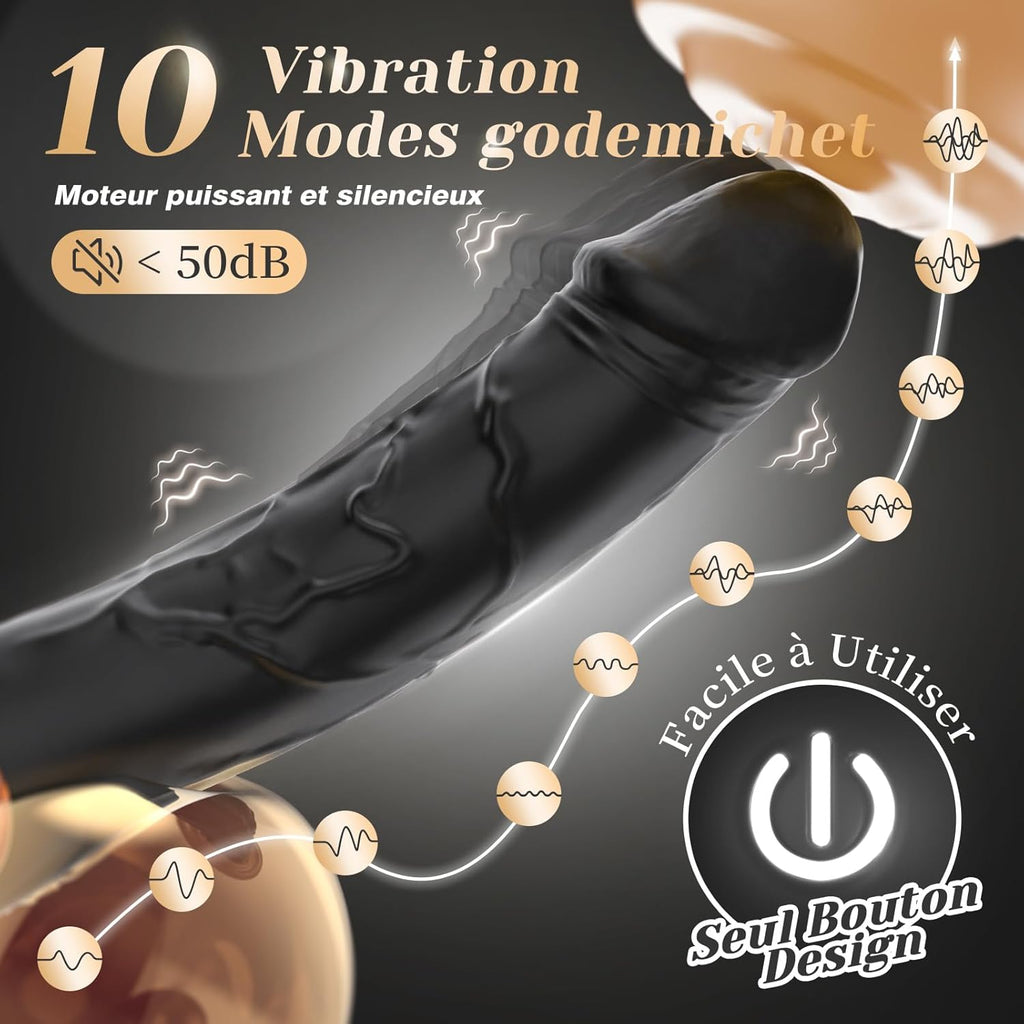 Gode Vibro-masseur Vibromasseur Godemichets Sex Toýs Femme, con 10 Vibrazione Vibromasseurs Feminin Sex Toy Godemichés, Point G Xlitoridien Dildo Gode Femme Sex Sextoys Couple