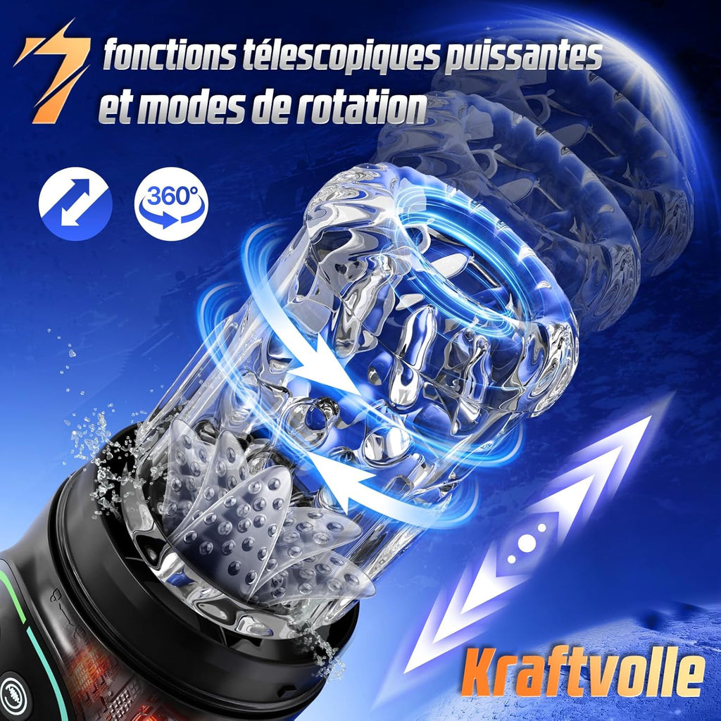 Masturbateurs Masculins Sex Toys avec 7 Modes Télescopiques & Rotation Et Succion, Automatique Masturbâteur Homme Mains Libres Vibration 3D Vaginette, Véritable Fellation Léchée Sex Toýs Homme