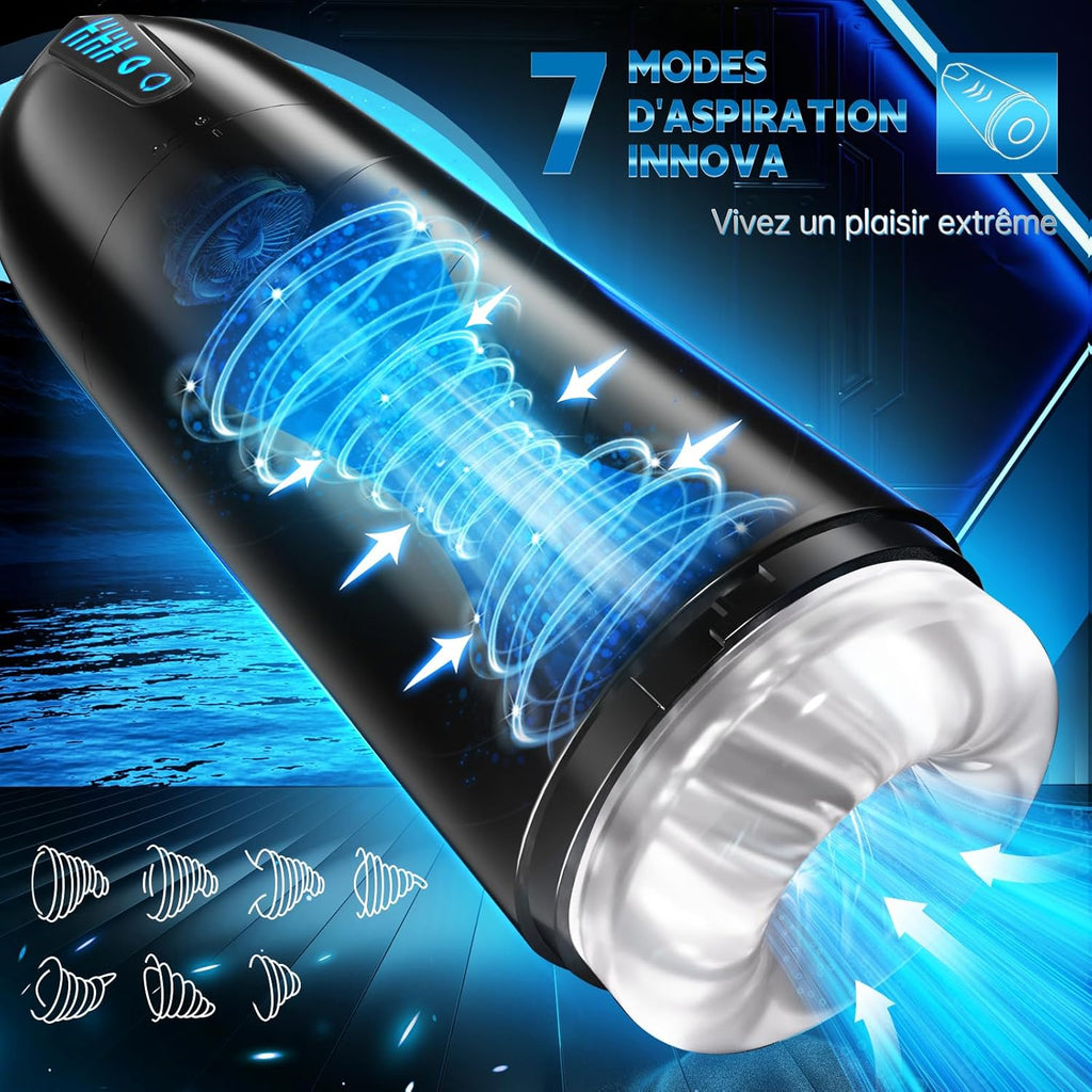 Masturbeuse Homme Sex Toys, Masturbateurs Masculins Mains Libres avec 7 Modes d'aspiration et 7 Modes de Rotation, Masturbateur Homme Automatique Vaginette Ultra Réaliste Sextoyse Homme Sex Sex Toys