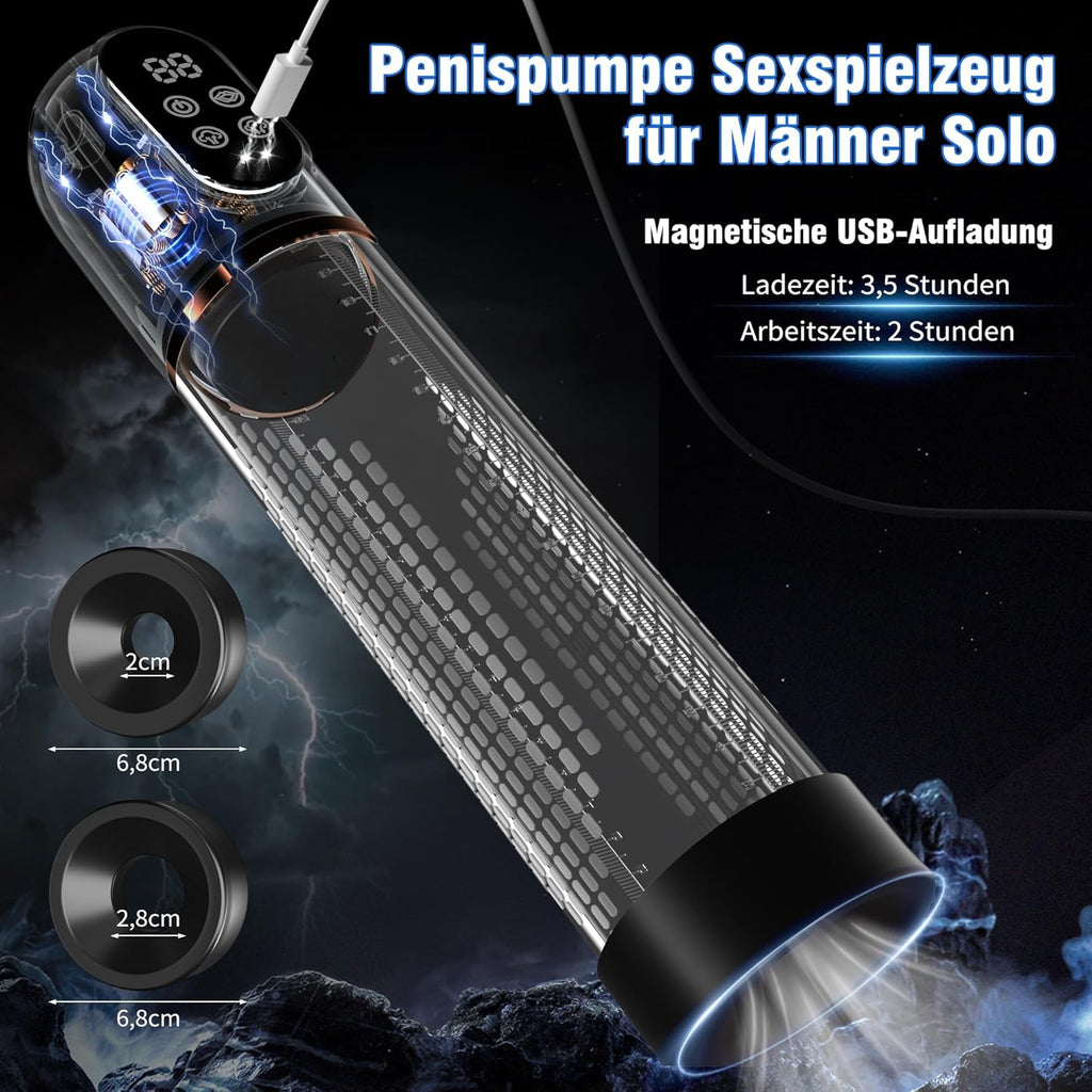 Pompe à Pénis Sex Toys Homme Masturbeuse, Jouet Adulte pompe à vide électrique pour pénis avec chatte de poche 4+3 modes d'aspiration, Sextoy Pompe à Vide Extender avec 2 anneaux en silicone