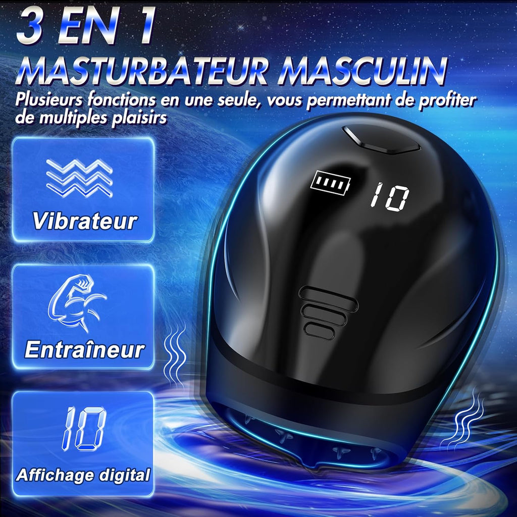 Vibromasseur Pour Pénis Sex Toys - Masturbateurs Masculins Avec écran LCD & 10 Modes de Vibration, Stimulateur de Glande à 360°, Appareils Masturbateurs Cup Sex Toýs Homme Sex Toys Pour Homme