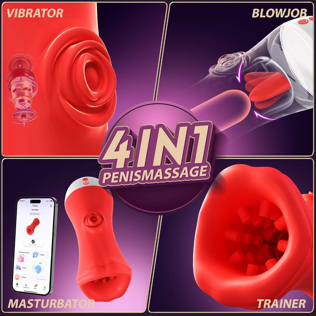 Pangpangmi Masturbateurs Masculins Sex Toýs Homme, Masturbateur Automatique Sex Toys avec 9 Vibrations 9 Léchage de Langue, Masturbeuse Homme Sextoy 3D Manchon Masturbâteur Sextoys