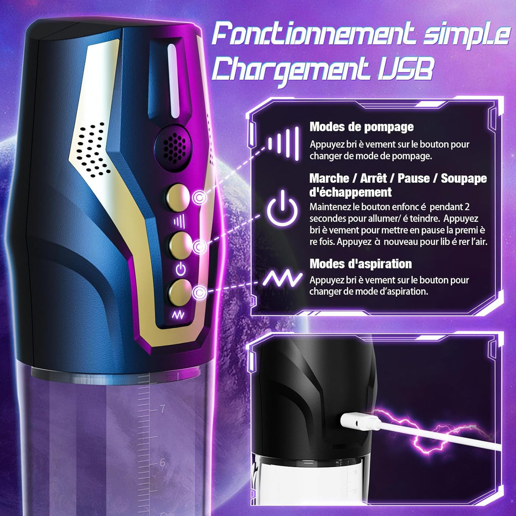 Pompes à Pénis Vaginette Masturbateur Automatique - Contrôle Vocal Pompe Penis Sex Toýs Homme avec 4 Modes d'aspiration & 4 Modes de Pompage, Masturbateurs Masculins Pompe a Penis Masturbeuse Homme