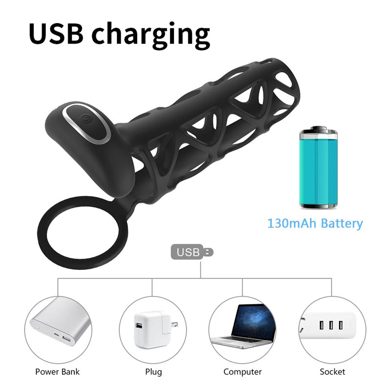 Gaine Penis avec Anneau Pénien est Doté D’une APP à Distance avec 10 Modes de Vibration