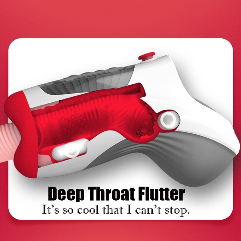 Masturbateur Fellation Chauffant à Vide avec Contrôle de la Gorge Profonde et 7 Modes de Vibration et 3 Modes de Succion