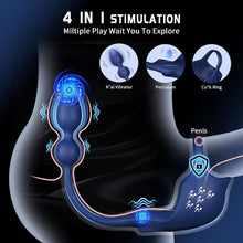 Charger l&#39;image dans la galerie, Stimulateur Prostate Vibrant avec 9 Modes de Vibration et Contrôle APP - Un sextoy révolutionnaire 3 en 1 combine plug anal et anneau pénien un plaisir sexuel plus intense!