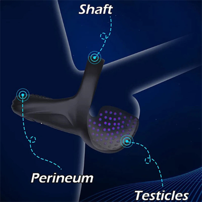 Vibromasseur Penis en Silicone avec Anneau Pénien et 10 Modes de Vibration