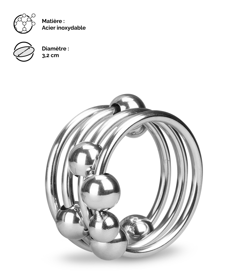 Anneau cockring métal 8 boules Altar