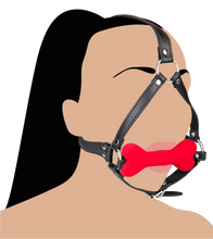 Charger l&#39;image dans la galerie, Bâillon harnais avec os en silicone 12,3cm Puppy Play