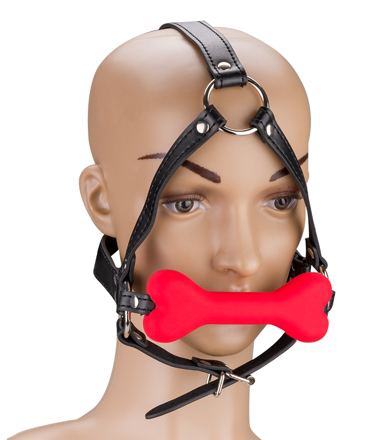 Bâillon harnais avec os en silicone 12,3cm Puppy Play
