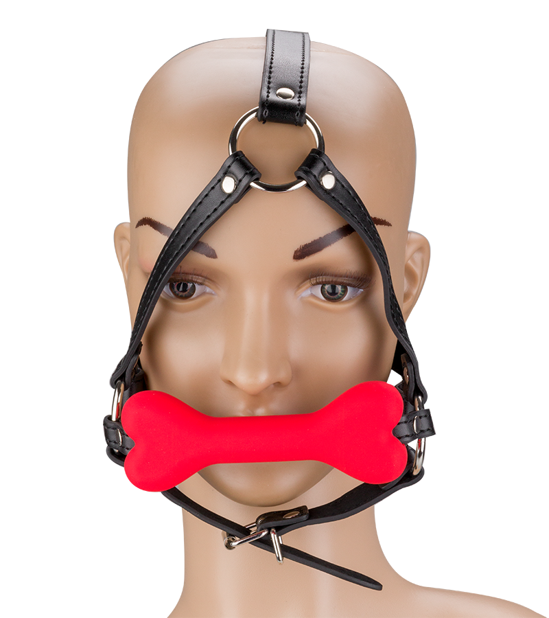 Bâillon harnais avec os en silicone 12,3cm Puppy Play