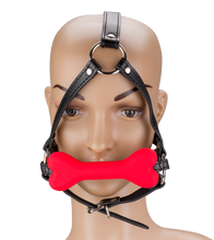 Charger l&#39;image dans la galerie, Bâillon harnais avec os en silicone 12,3cm Puppy Play
