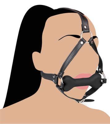 Bâillon harnais avec os en silicone 12,3cm Puppy Play
