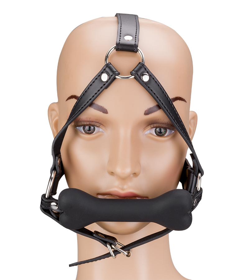 Bâillon harnais avec os en silicone 12,3cm Puppy Play