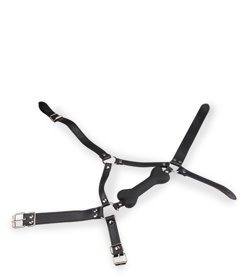 Bâillon harnais avec os en silicone 12,3cm Puppy Play