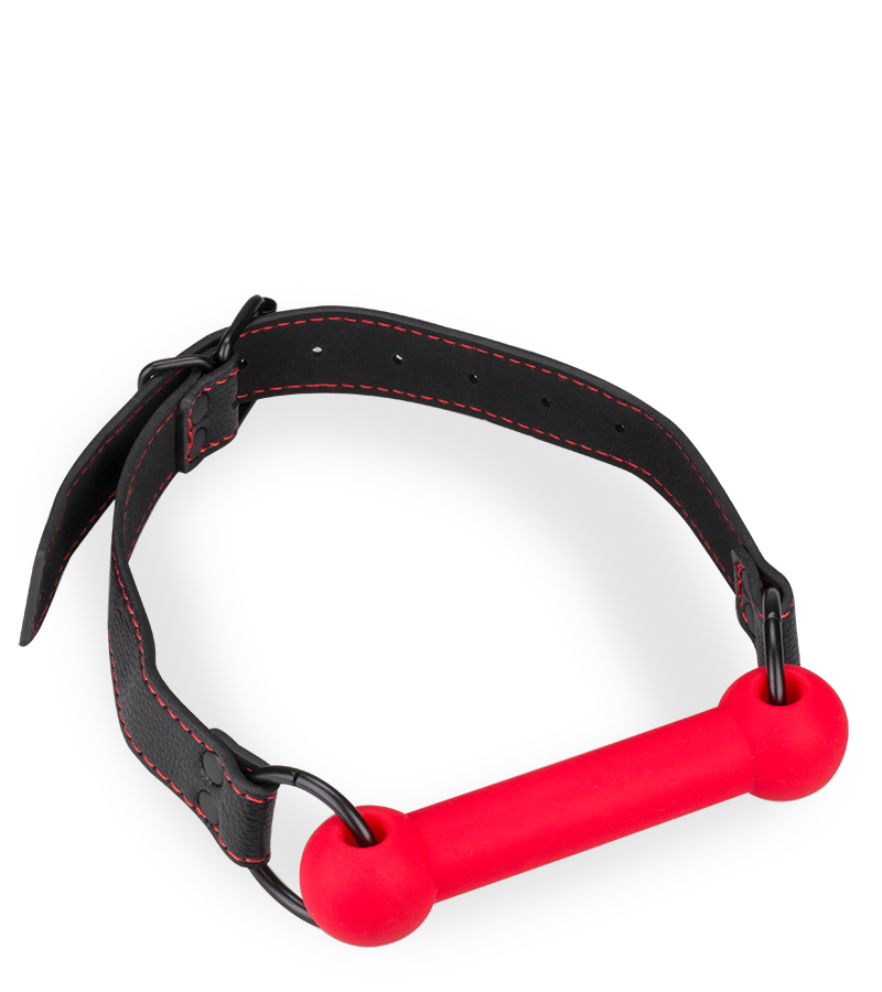 Bâillon mors en silicone et similicuir