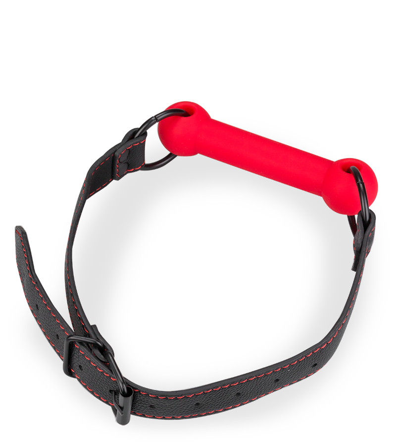 Bâillon mors en silicone et similicuir