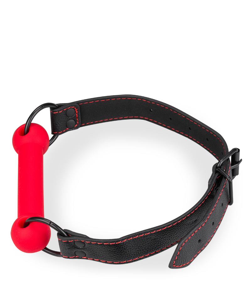 Bâillon mors en silicone et similicuir