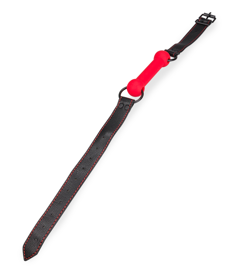 Bâillon mors en silicone et similicuir