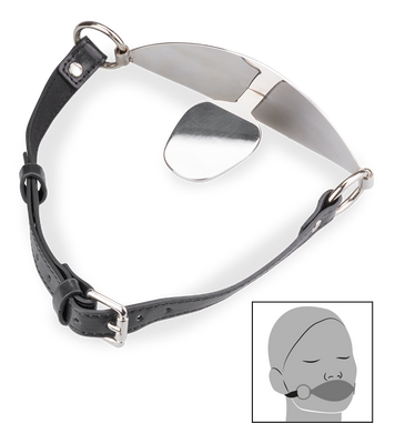 Bâillon plat en métal et similicuir