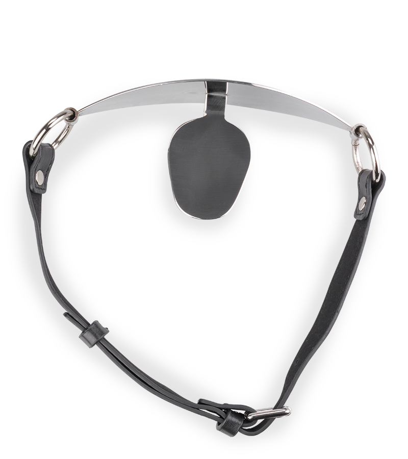 Bâillon plat en métal et similicuir