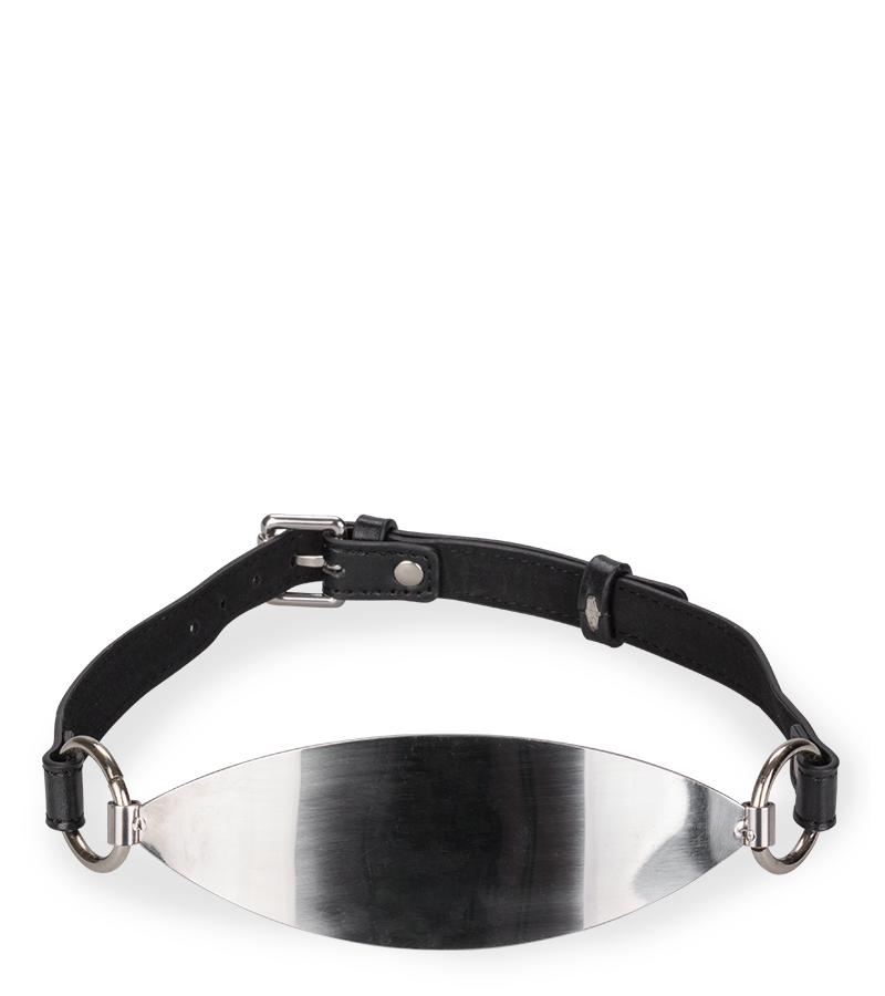 Bâillon plat en métal et similicuir