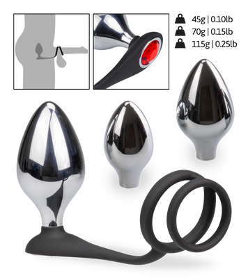 Bijou anal double anneau cockring avec 3 plugs