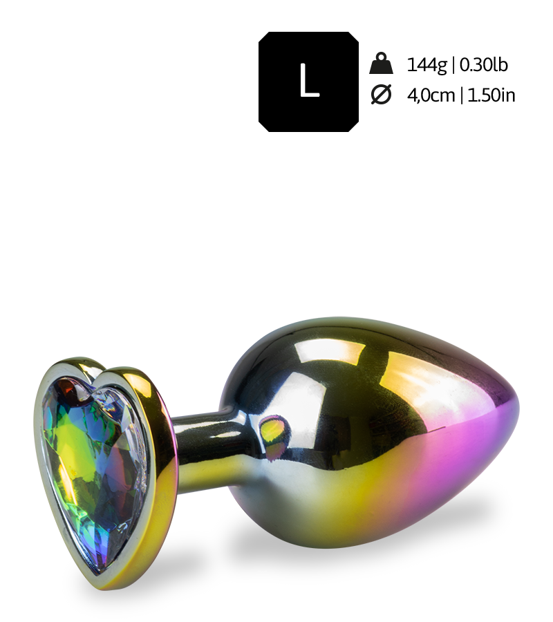 Bijou anal rosebud cœur arc-en-ciel M