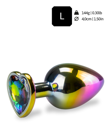 Bijou anal rosebud cœur arc-en-ciel M
