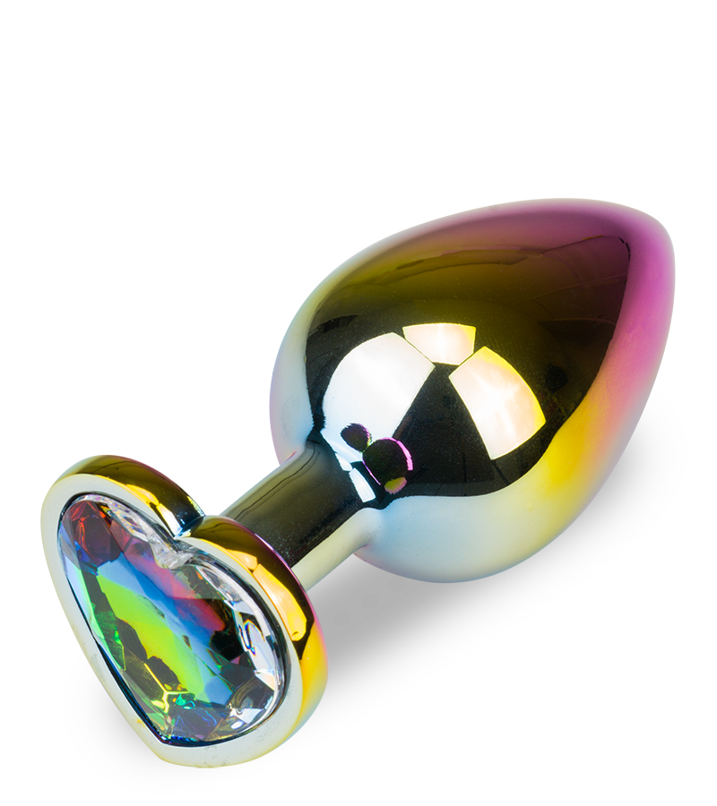 Bijou anal rosebud cœur arc-en-ciel M