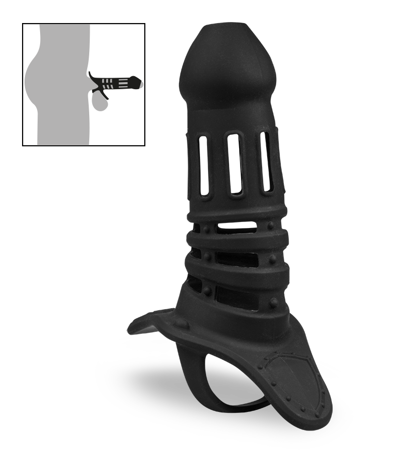 Cage à penis silicone noire Armure Samouraï
