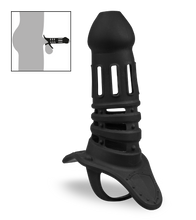 Charger l&#39;image dans la galerie, Cage à penis silicone noire Armure Samouraï