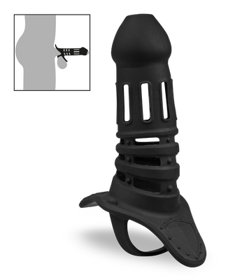 Cage à penis silicone noire Armure Samouraï